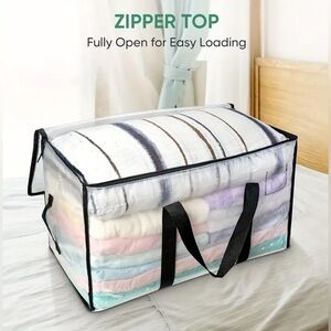Transparent Storage Bag Extra Large with Black Trim and Handles NWOT